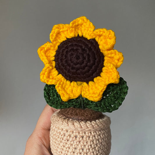 Crochet Sunflower pot (Single)