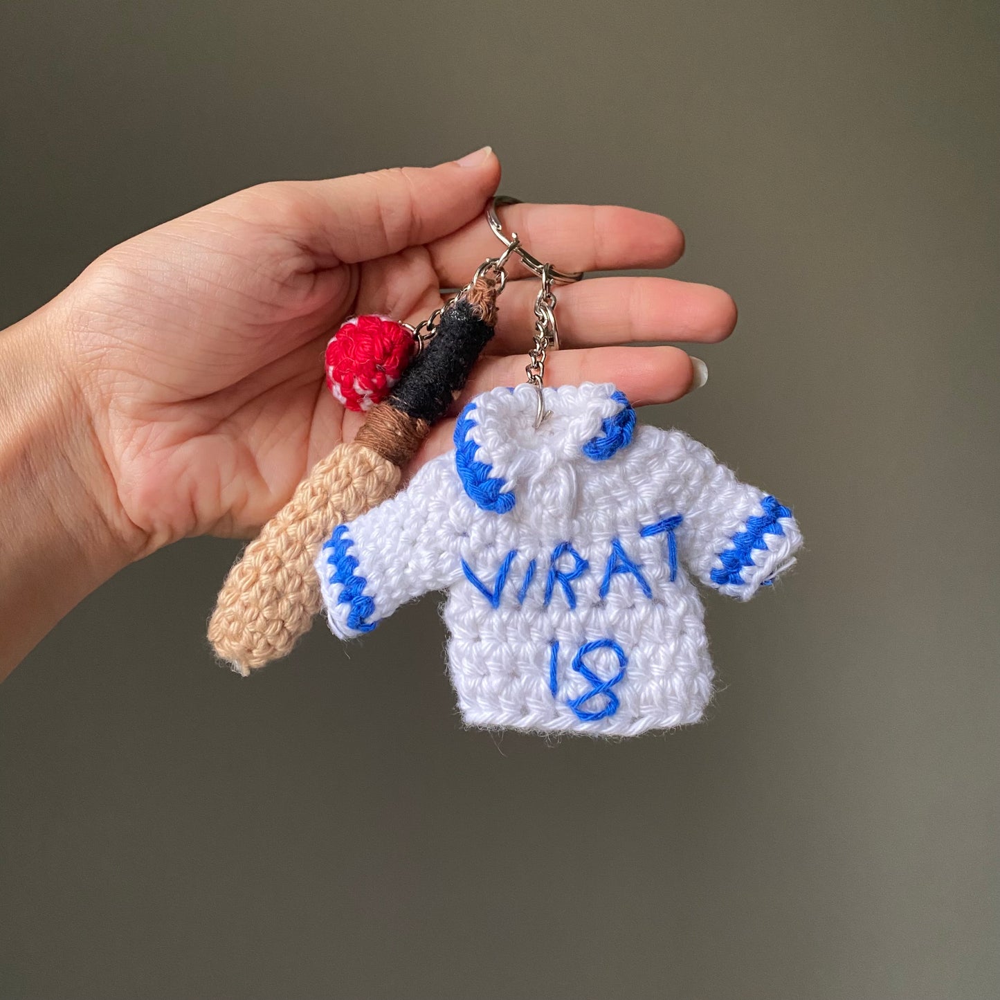 Cricket Jersey Crochet Keychain | Bat Ball