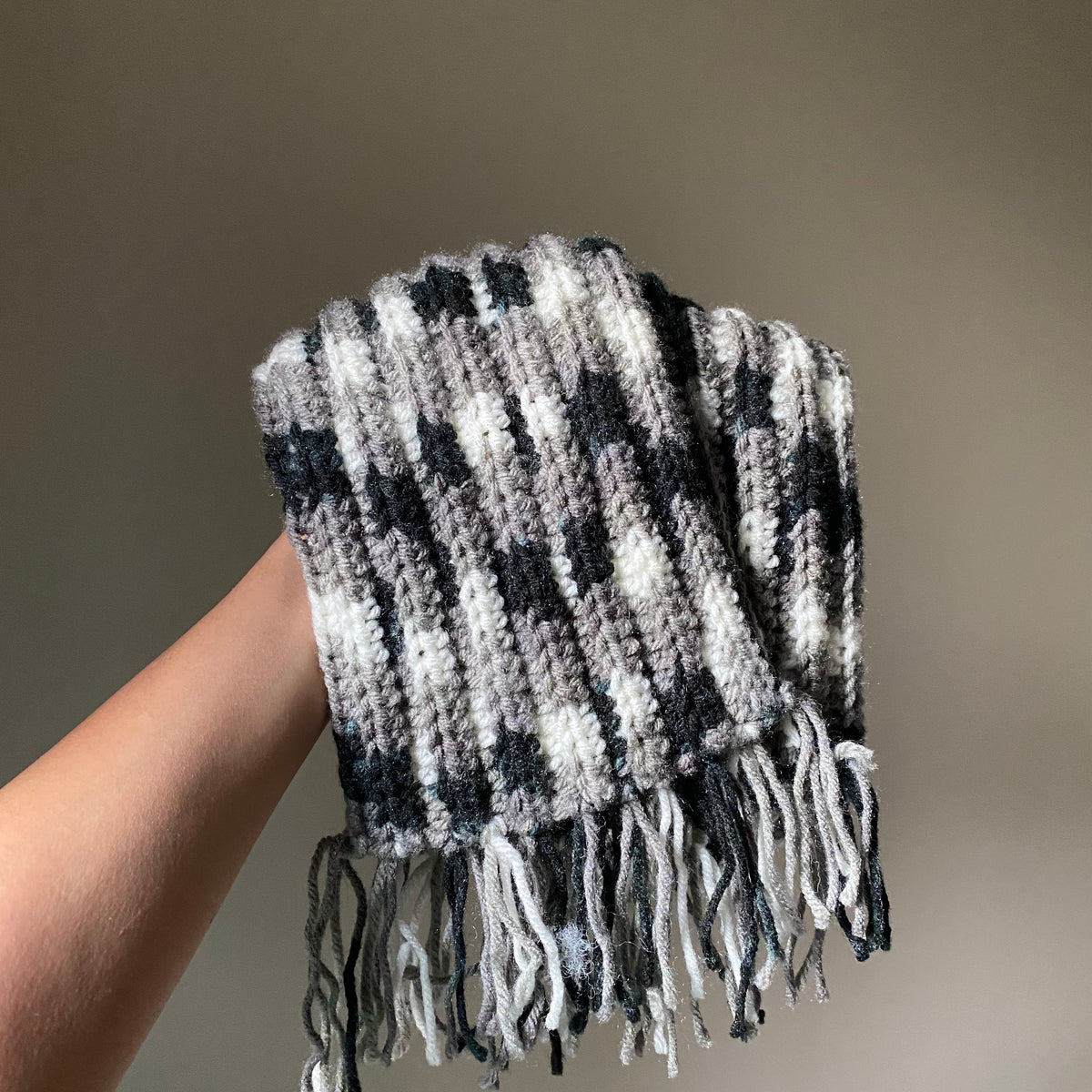 Crochet Woollen Scarf | Multi Shade Pattern | Unisex