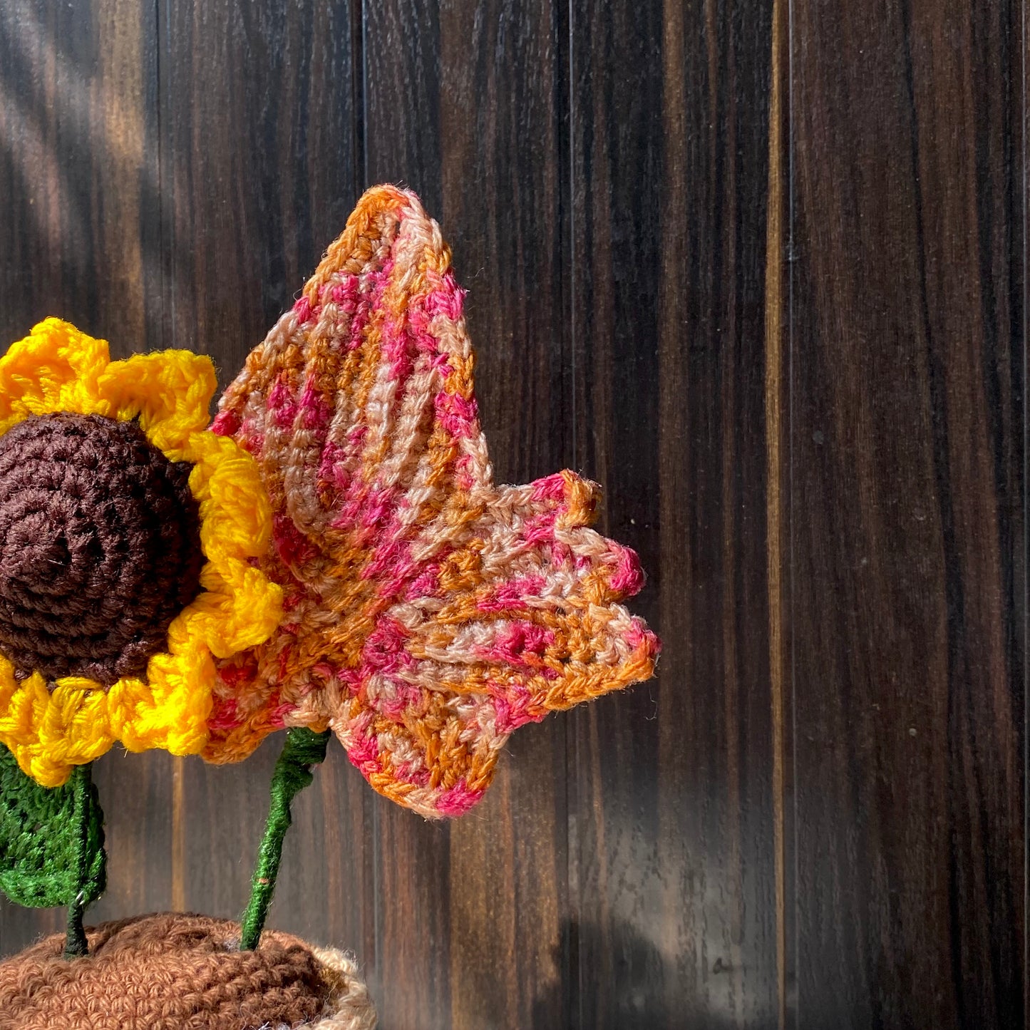 Sunflower & Maple Leaf Crochet Pot