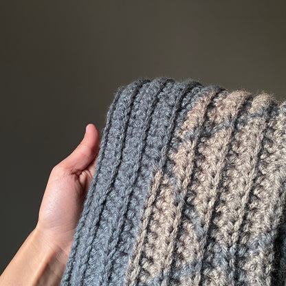 Grey Crochet Muffler | Woollen Scarf | Handmade