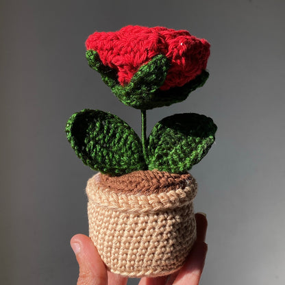 Crochet Rose Flowerpot
