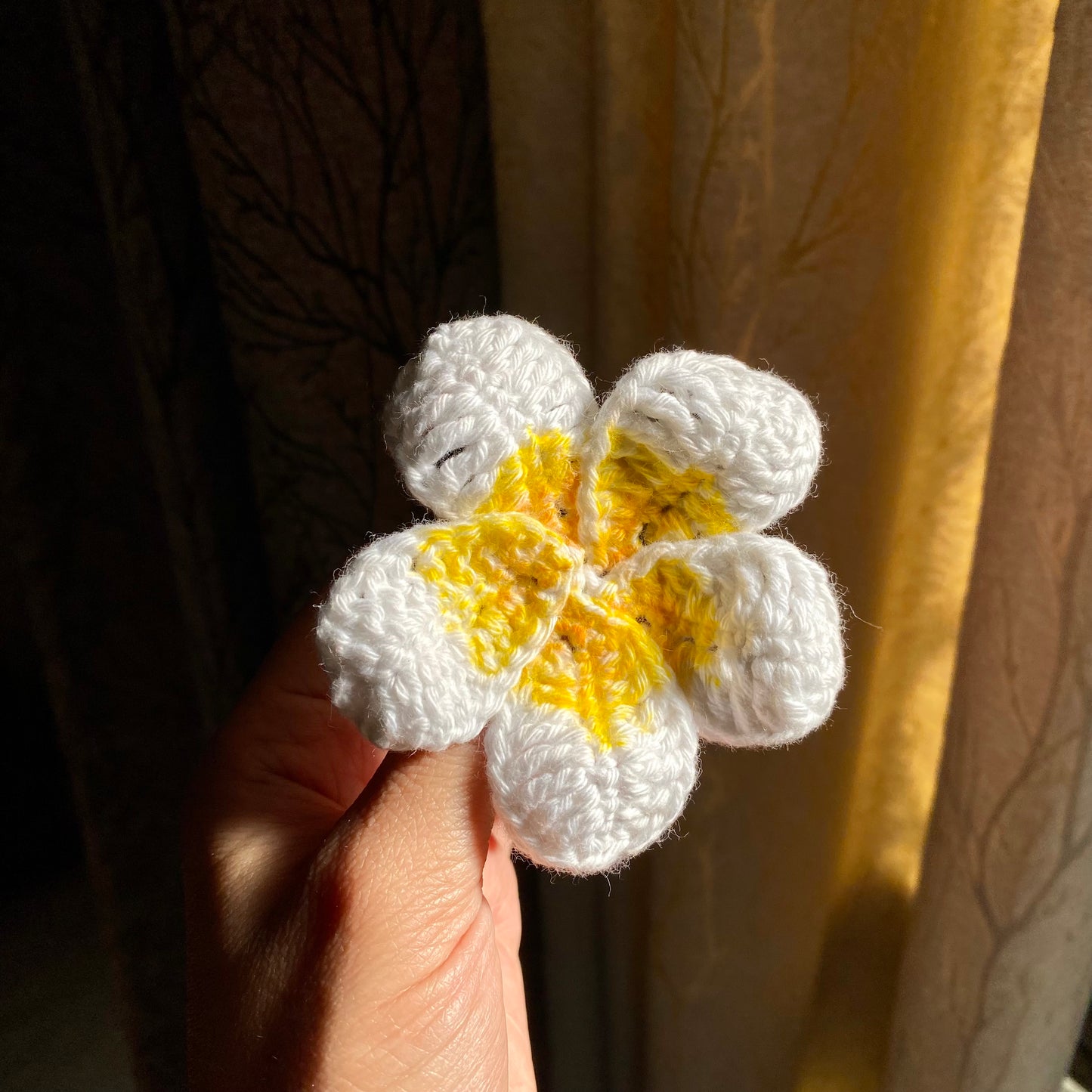 Crochet Plumeria Flower Hair Clip