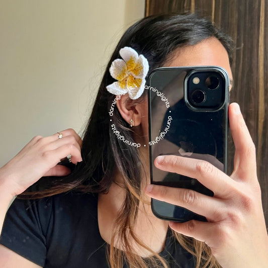 Crochet Plumeria Flower Hair Clip