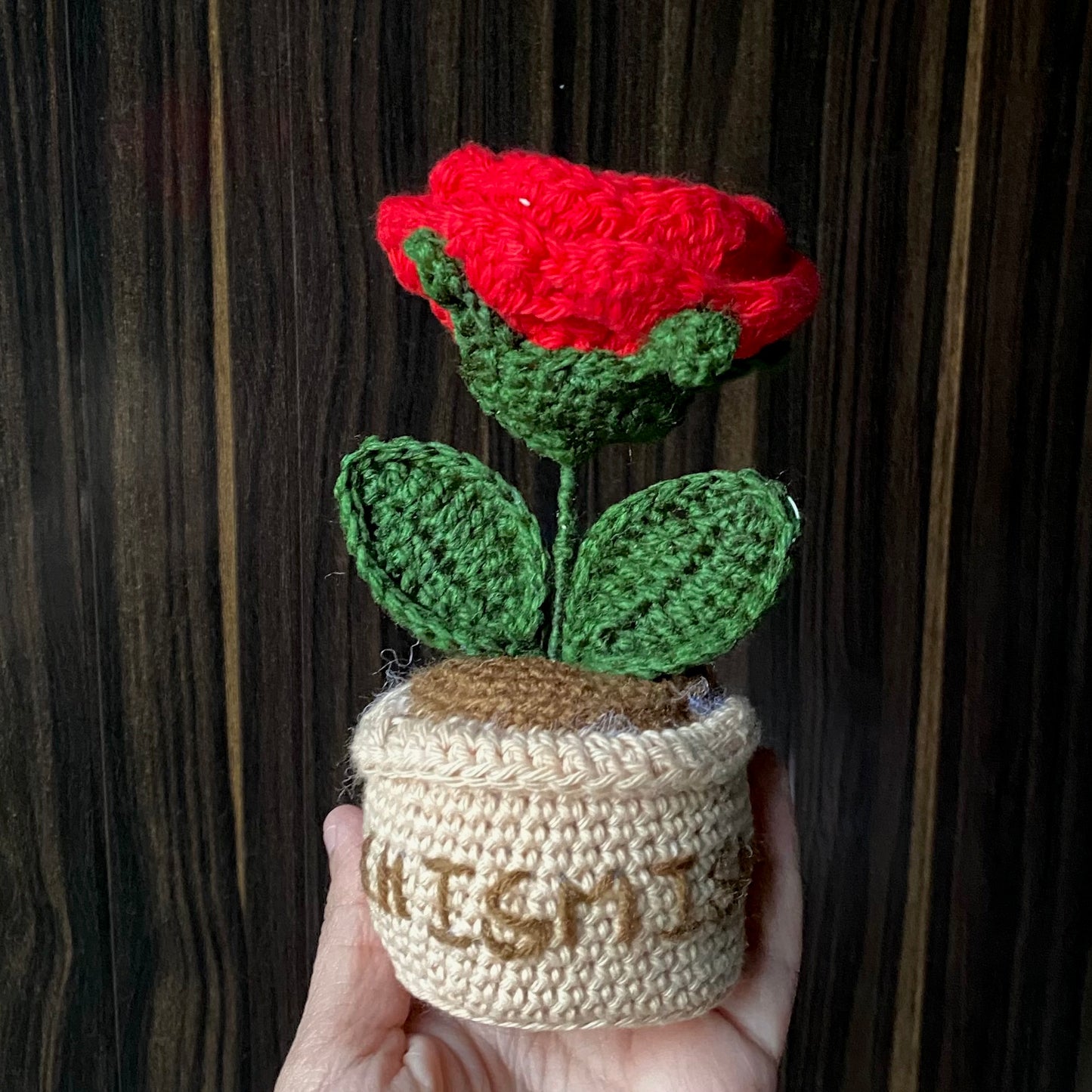 Crochet Rose Flowerpot