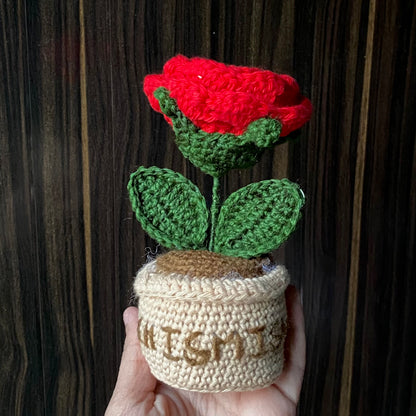 Crochet Rose Flowerpot
