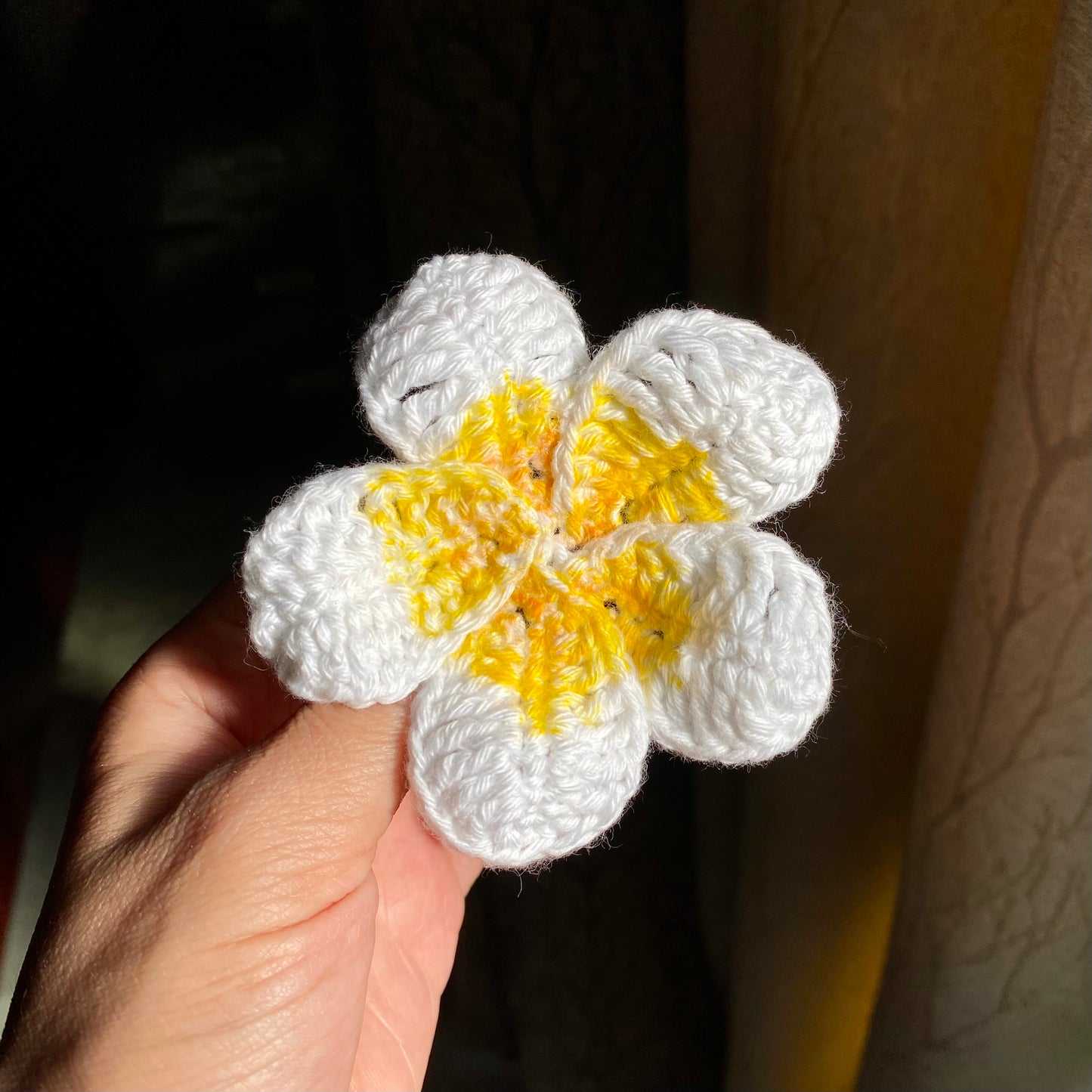 Crochet Plumeria Flower Hair Clip