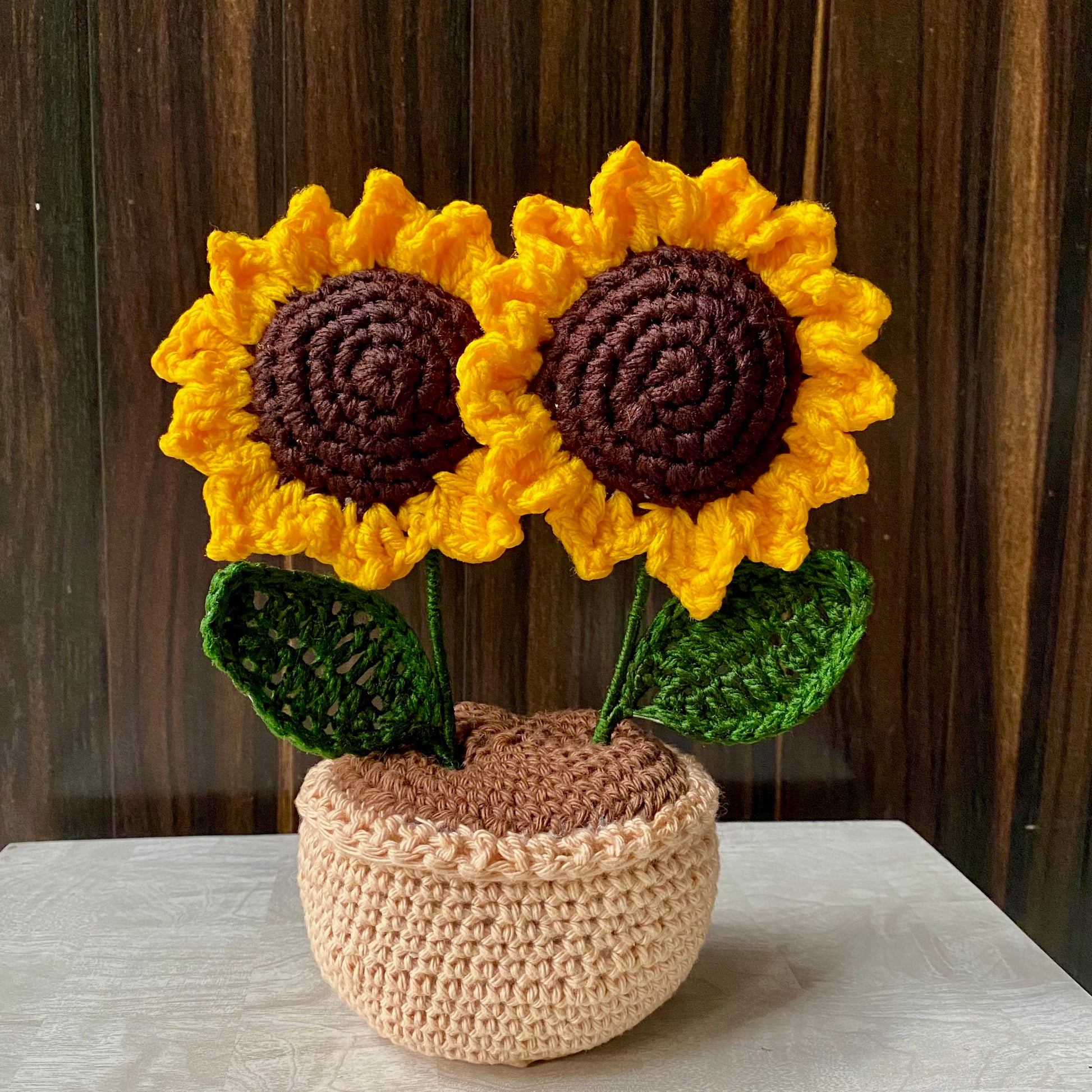 sunflower potted plant Twin Sunflower Crochet Pot | Bestseller | Sunflower Theory | Desk Decor Gift | Customisable