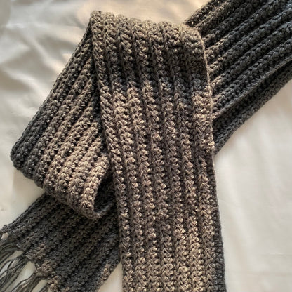 Grey Crochet Muffler | Woollen Scarf | Handmade