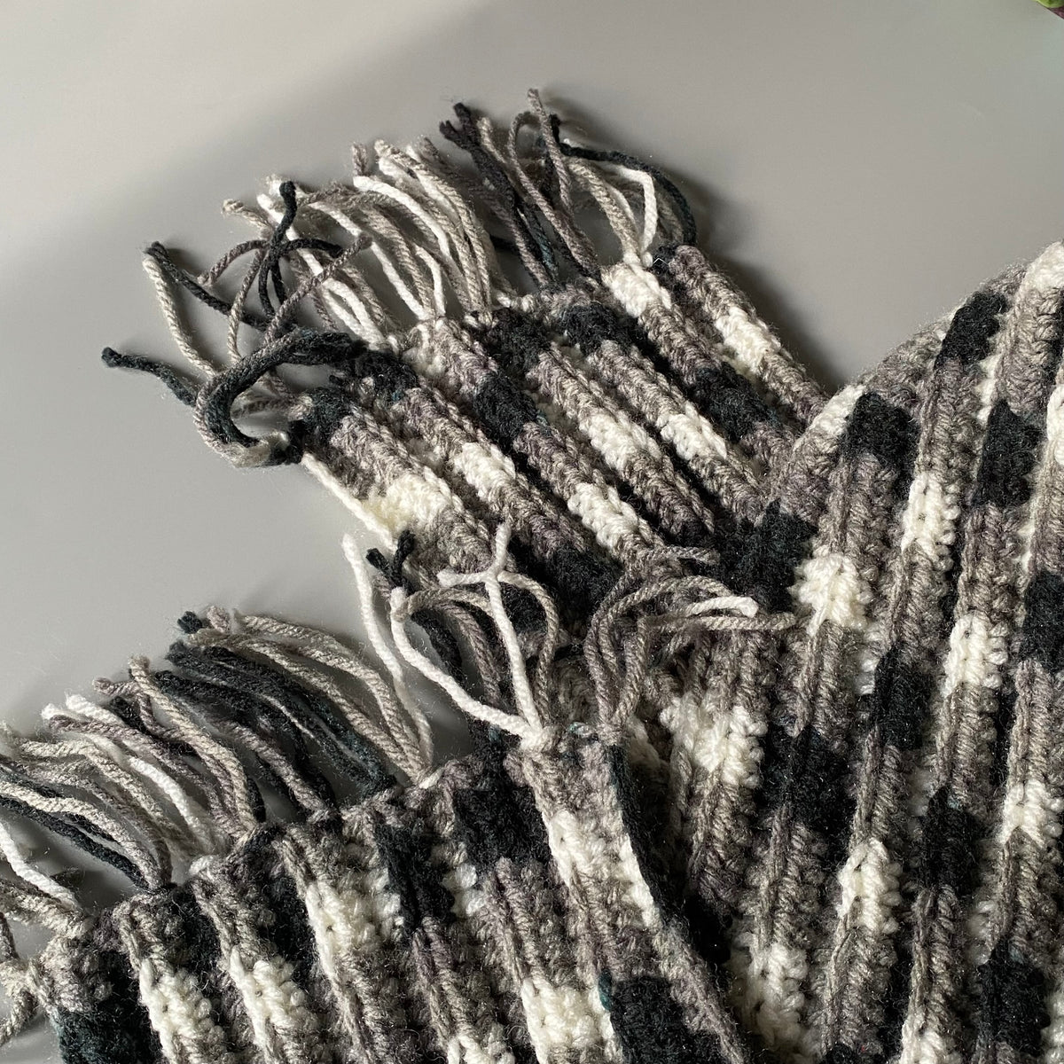 Crochet Woollen Scarf | Multi Shade Pattern | Unisex