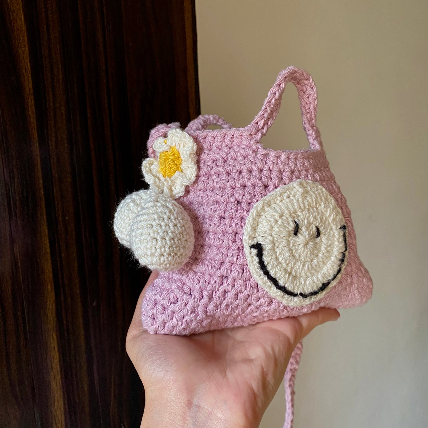 Lavender Smiley - Crochet Mini Sling