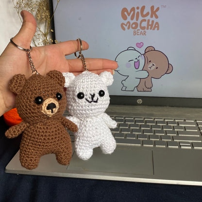 Milk & Mocha - Magnetic Kissing Teddy Keychain