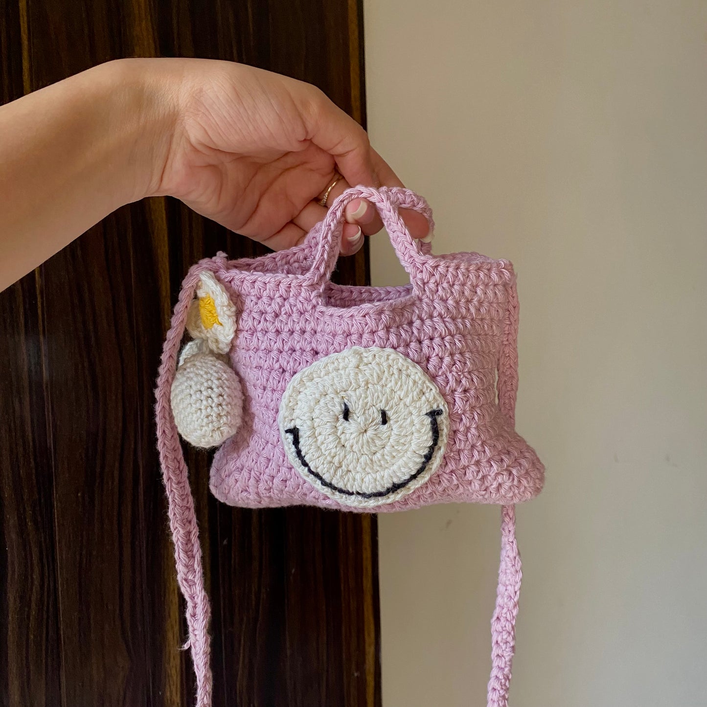 Lavender Smiley - Crochet Mini Sling