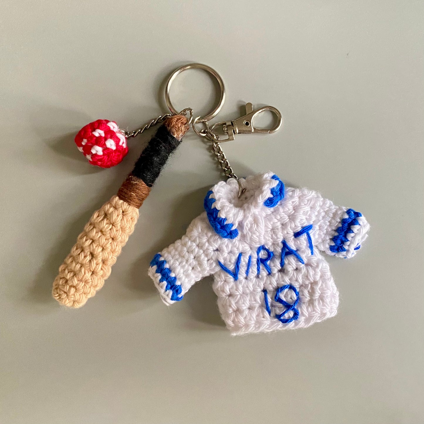 Cricket Jersey Crochet Keychain | Bat Ball