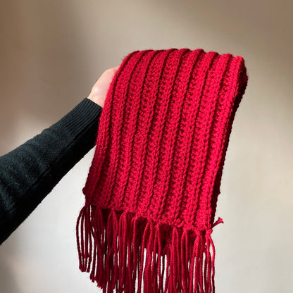 Red Woollen Scarf | Mikasa Inspired | Viral Anime Scarf | Hand-Knitted | Unisex