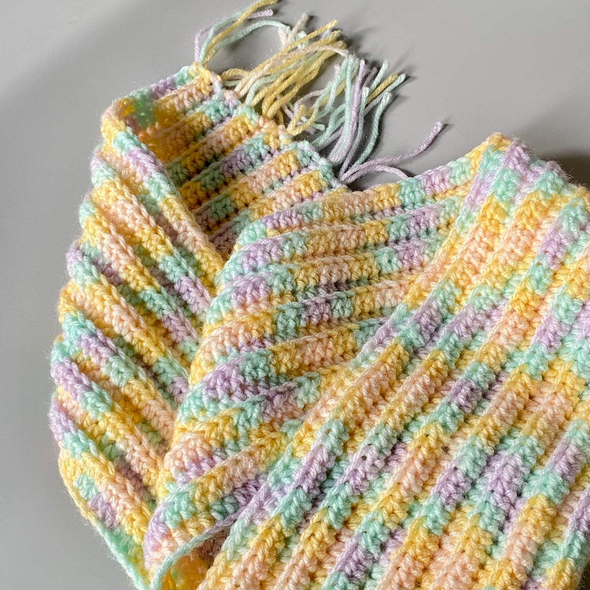 Crochet Woollen Scarf | Multi Shade Pattern | Unisex