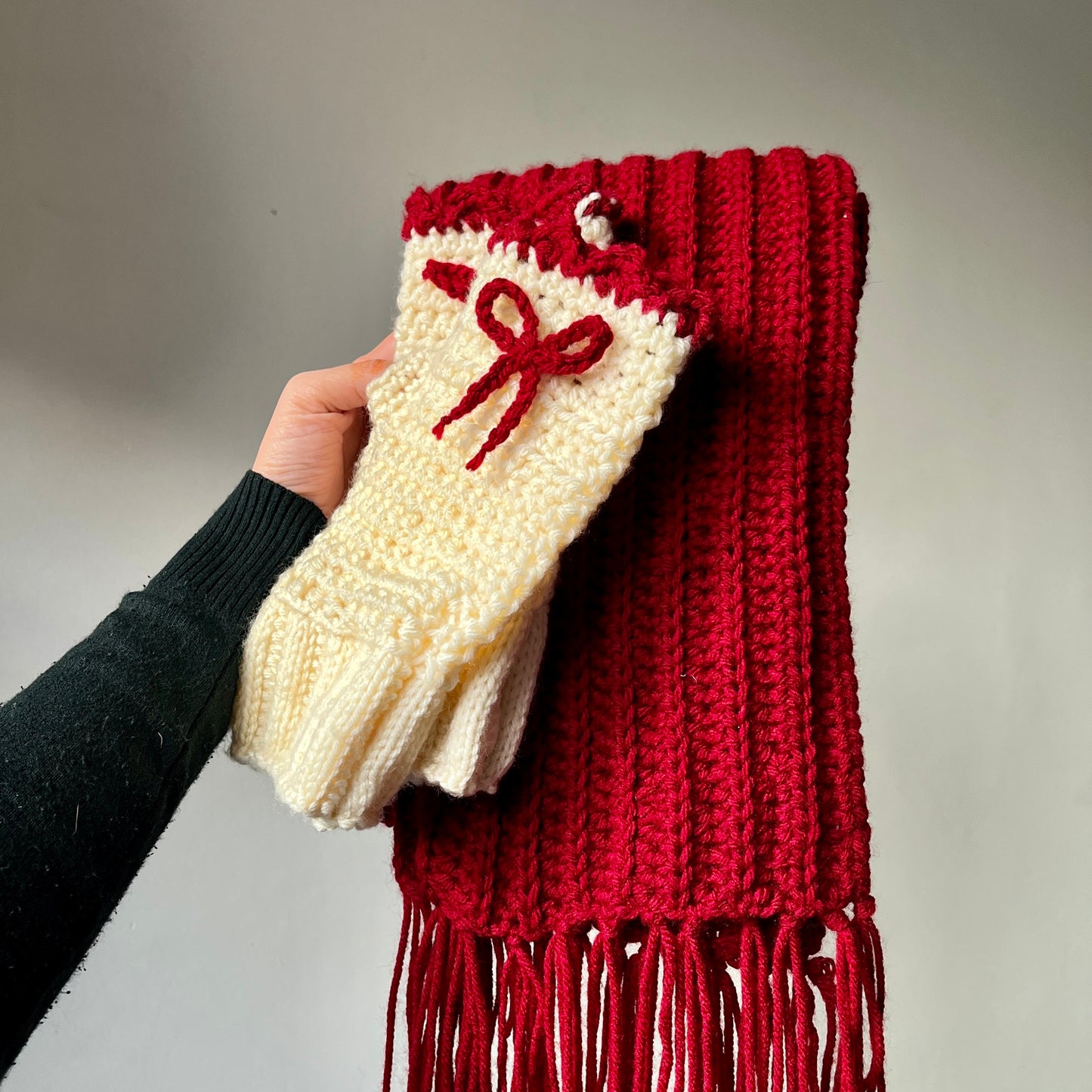Red Woollen Scarf | Mikasa Inspired | Viral Anime Scarf | Hand-Knitted | Unisex